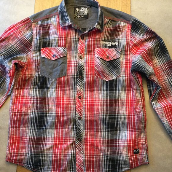 Bundle of 2 Stylish Men’s Long Sleeve Button Shirts – Versatile Gray & Red Combo - Picture 2 of 8